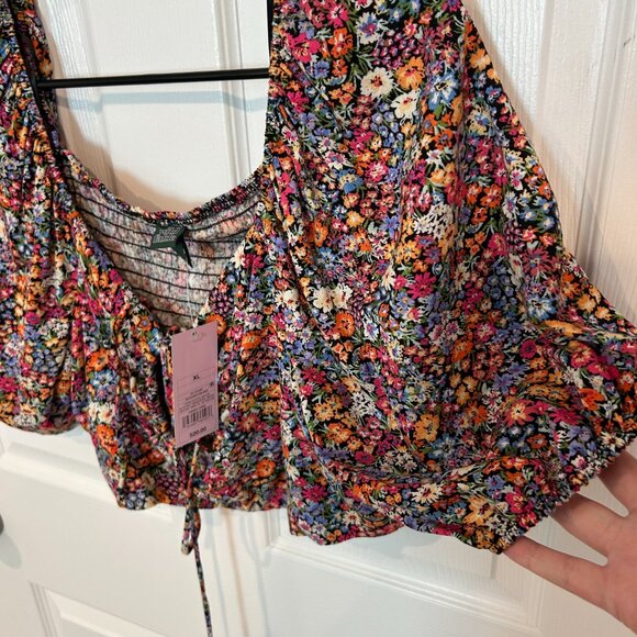 Wild Fable NWT Floral Tie Front‎ Crop Tip, Multi XL - Picture 4 of 8